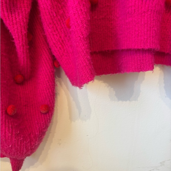 CROSBY by Mollie Burch Hot Pink Pom-Pom Sweater medium - Picture 2 of 8